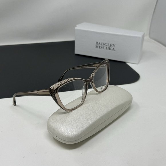 Badgley Mischka Maxina With Gem Stones Almond 52 [] 17 Eyeglasses Frame Cat Eye - Picture 3 of 14